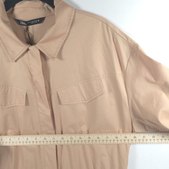 NWT ZARA Shirt-Style CARGO Full Length Oversized Jumpsuit COTTON 7901/216 Sz M&L - Picture 9 of 16